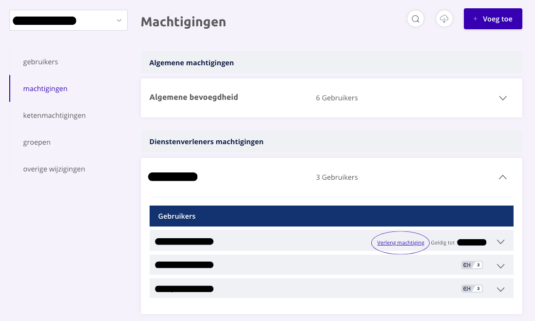 Machtiging verlengen in de Beheermodule