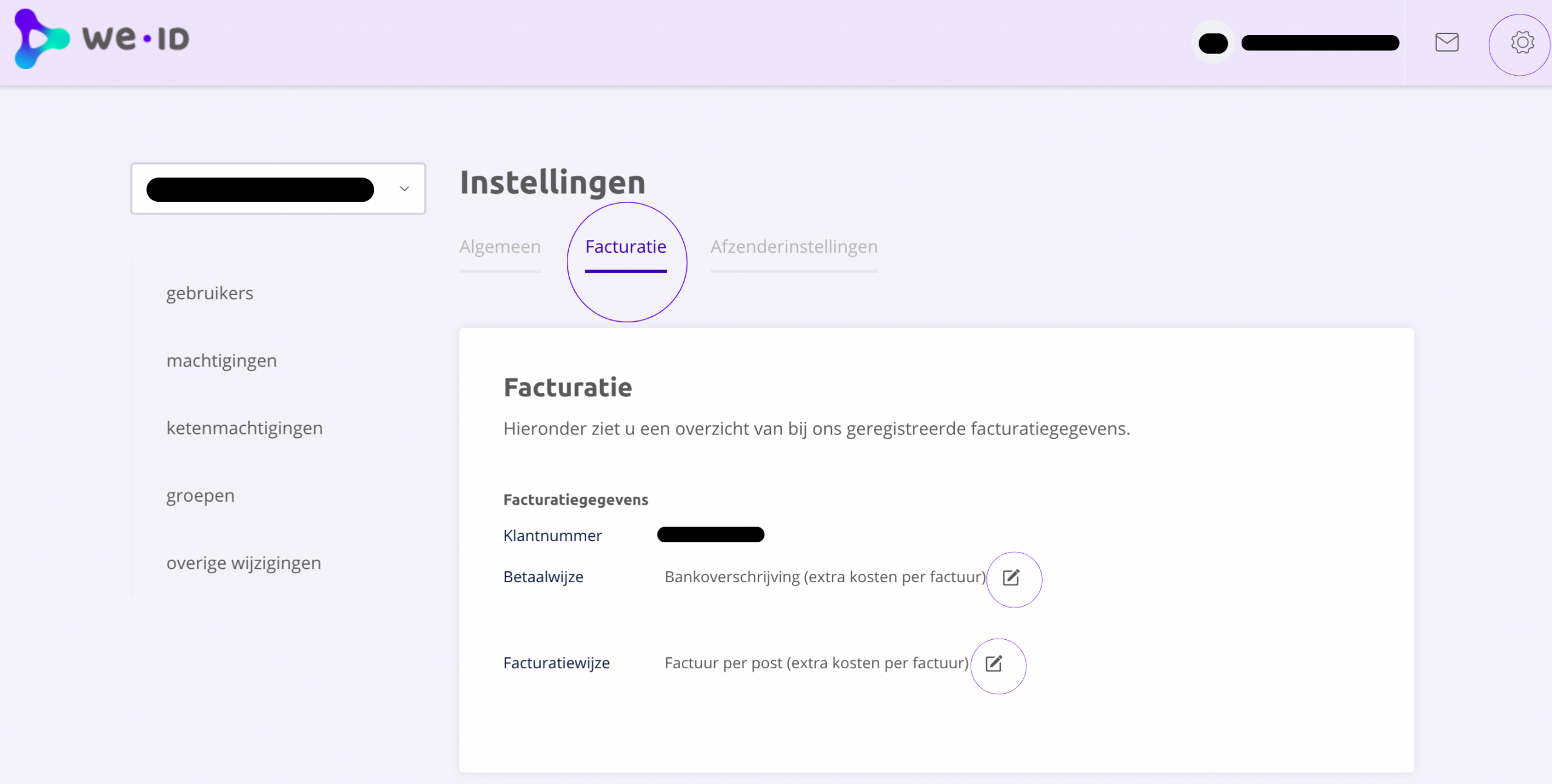 Facturatiegegevens inzien in de Beheermodule.